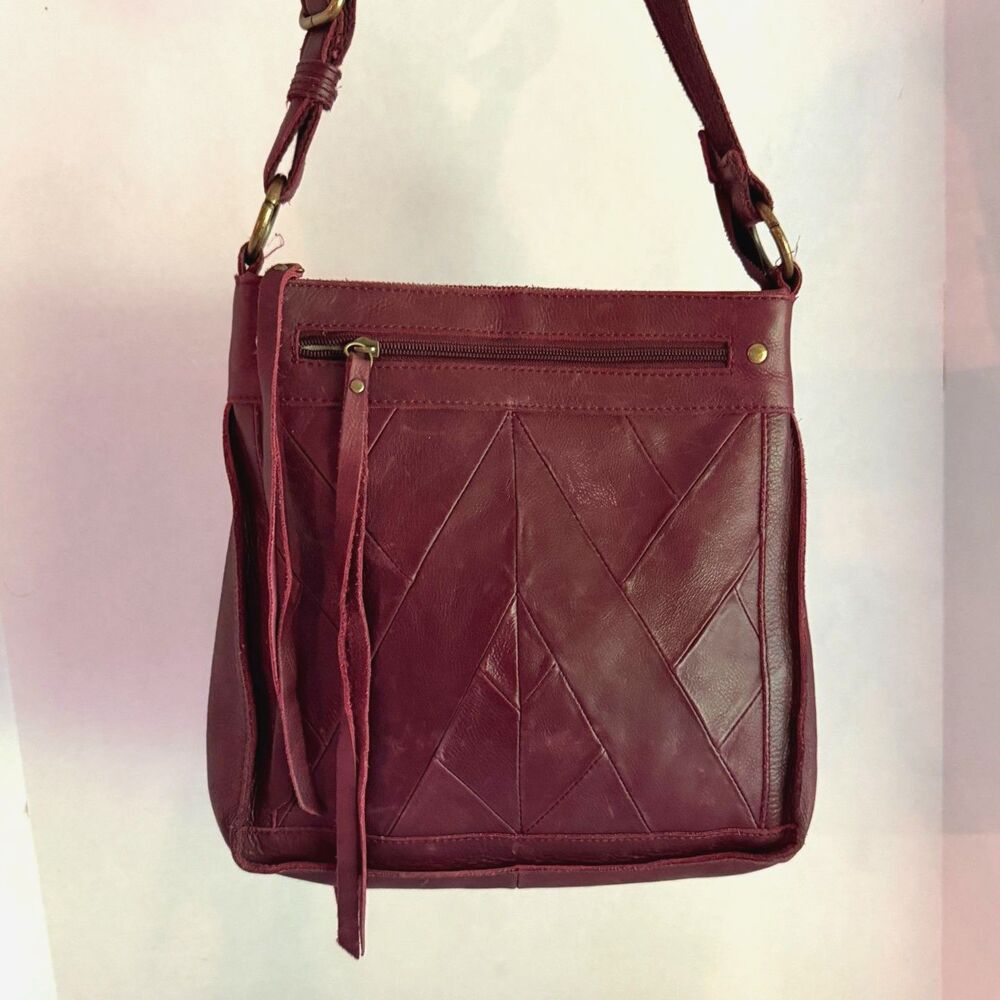Lucky Brand Burgundy Baldwin Crossbody Bag, Genuine Leather